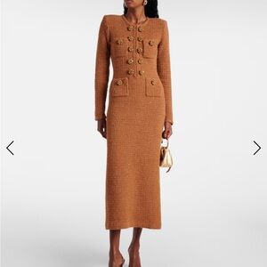 Waffle-knit Embellished Midi Dress